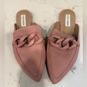 Steve Madden Fluer Dusky Pink Chain-Embellished Pointed Mules